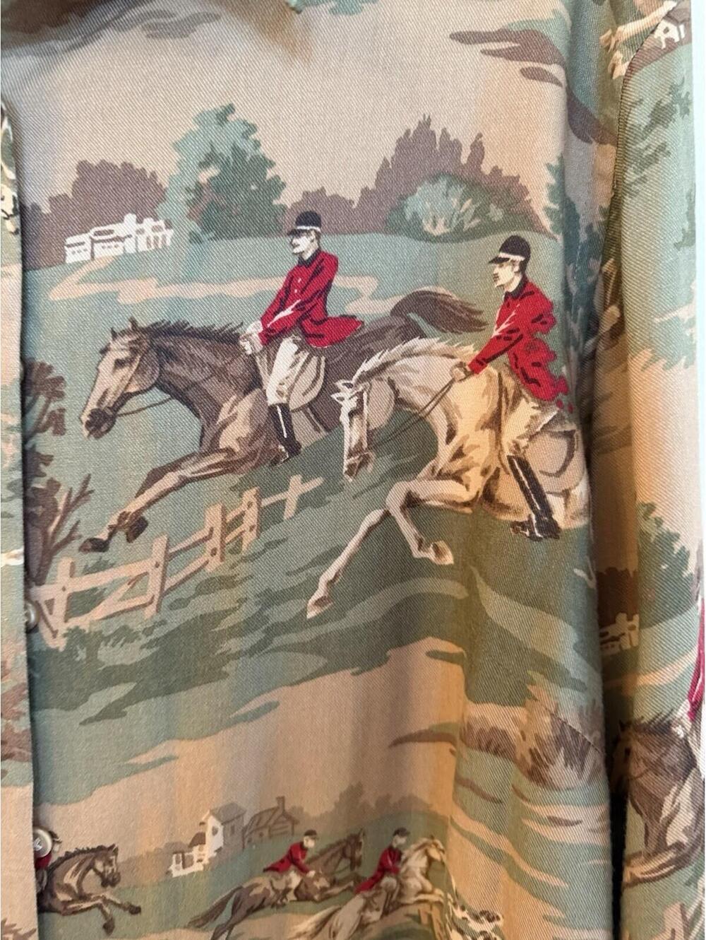 Ralph Lauren Equestrian horse dog  Fox Hunt Shirt Wool Blend sz 2X RARE - Picture 3 of 4